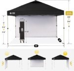 CROWN SHADES 10×10 Pop Up Canopy with 1 Side Wall – Beach Tent with One Push Setup – Outdoor Sun Shade for Events, Parties, Camping – Gazebo with STO-N-Go Cover Bag (Black) - Image 4