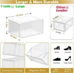 12 Pack Clear Shoe Storage Organizer with Magnetic Door,Stackable Plastic Shoe Boxes for Sneakers,Boots,and Heels,Space-Saving Foldable Shoe Rack for Closet,Durable Shoe Cabinet Organizer,White - Image 3