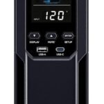 CyberPower CP1500AVRLCD3 Intelligent LCD UPS System, 1500VA/900W, 12 Outlets, 2 USB Ports, AVR, Mini Tower, Black