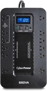 CyberPower EC850LCD Ecologic UPS Battery Backup and Surge Protector, 850VA/510W, 12 Outlets, ECO Mode, Compact, UL Certified