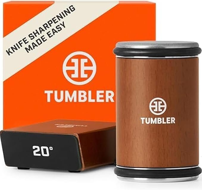 71yQbb-5YL._AC_SX679_-1.jpg The Original Tumbler Rolling Knife Sharpener™ – Knife Sharpening Made Easy – Rolling Knife Sharpener Tool for Kitchen Knives – Knife Sharpener Kit Offers 15 & 20 Degree Sharpening (Wood) - Image 1