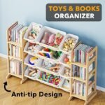 SpaceAid Toy Storage Organizer with 6 Shelves and 12 Bins, Bookshelf/Bookcase, Kids Bin Shelf, Toys Box for Playroom Organization for Bedroom & Room Decor, White, 52.3″ W - Image 3